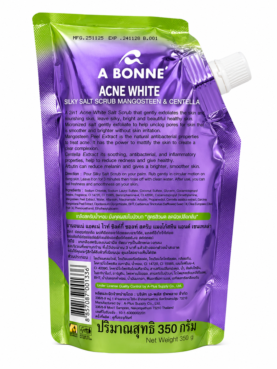 A Bonne Acne White Silky Salt Scrub 350g (Made in Thailand)